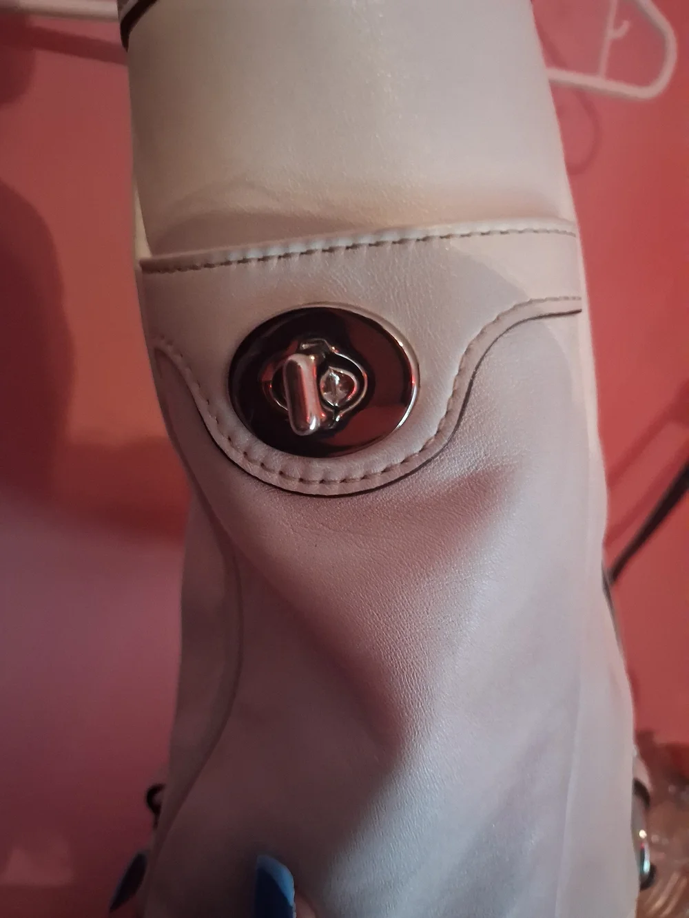Coach White Leather Tote Bag with Signature Embossing